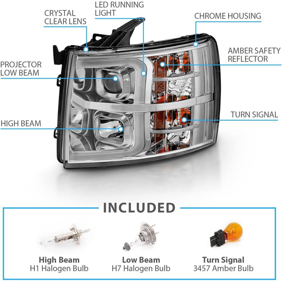 【並行輸入品】AmeriLite 2007-2013 シボレー シルバラード 1500/07-14 シルバラード 2500HD 3500HD LEDの画像
