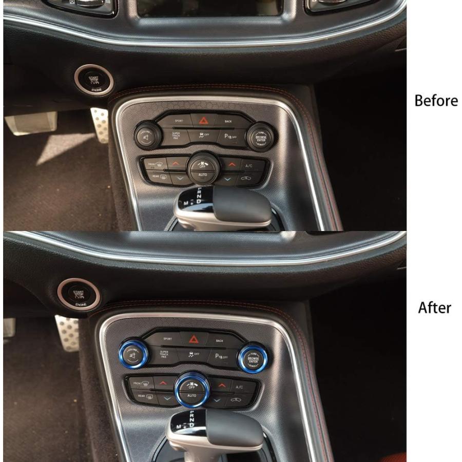 買い限定 Keptrim ACノブ エアコンスイッチボタン 2015-2020 Dodge Challenger Charger Chrysler 300 300s 2013-2018 Ram用 ブルーアルミニウム 3個　並行輸入品