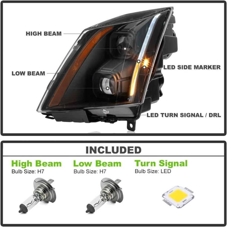 【並行輸入品】ACANII - [ハロゲンモデル] 2008-2014 Cadillac CTS ブラックハウジング スイッチバック LED チューブ_1