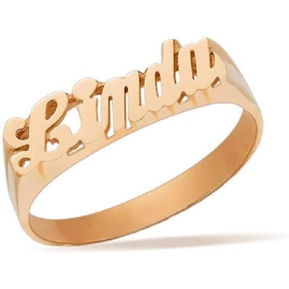【並行輸入品】Aihpos Name Custom Ring Personalized 10K 14K 18K Gold For Women Menの画像
