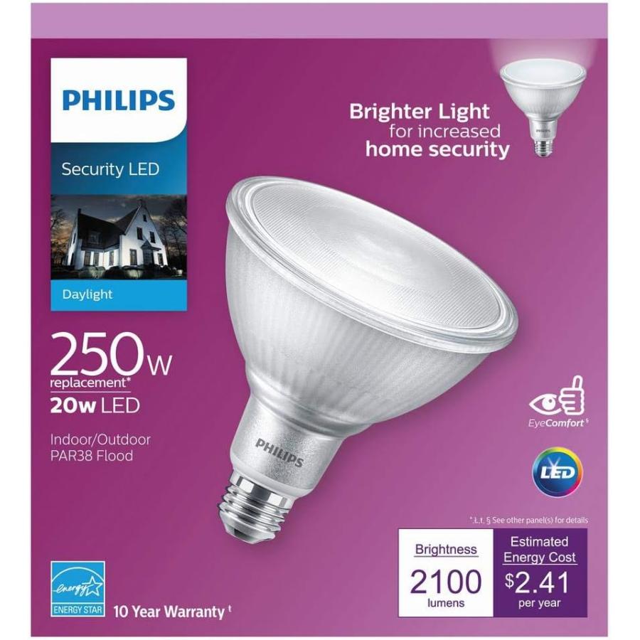 オンラインストア買い Philips 250-Watt Equivalent PAR38 Dimmable High Lumen LED Flood Light Bulb Bright White (5000K)　並行輸入品