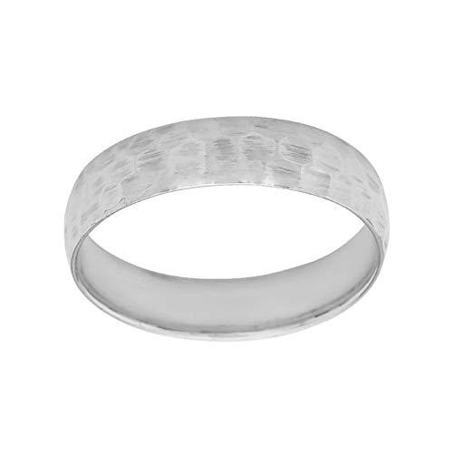 【並行輸入品】Solid 14k White Gold Hammered 4mm Wedding Band Ring (Size 11.25)の画像