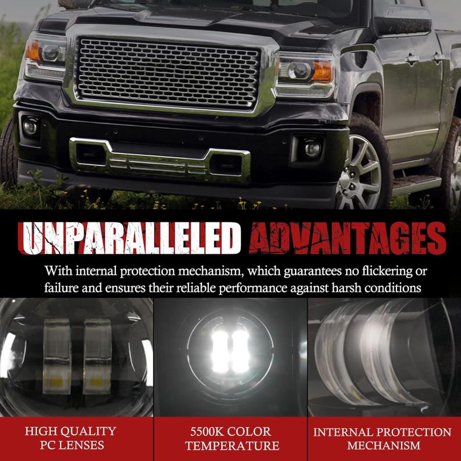 【並行輸入品】BUNKER INDUST LEDフォグライト 2014-2015 GMC Sierra 1500用 バンパードライビングフォグランプキ_3