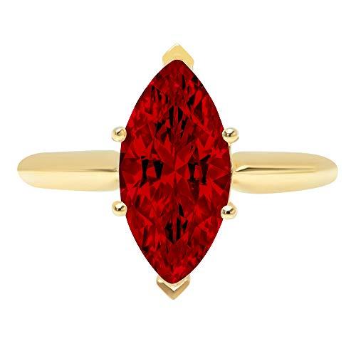 【並行輸入品】2.45ct Brilliant Marquise Cut Solitaire Natural Scarlet Red Garnの画像