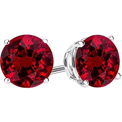 【並行輸入品】1/2 Carat Total Weight Natural Ruby Solitaire Stud Earrings Pairの画像