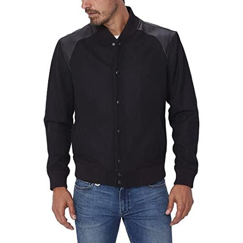 【並行輸入品】PAIGE Men's Crenshaw Varsity Wool Jacket, Black, XLの画像