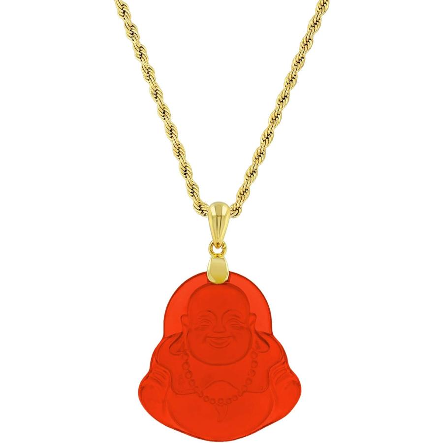 並行輸入品】Happy Laughing Buddha レッド翡翠ペンダントネックレス 