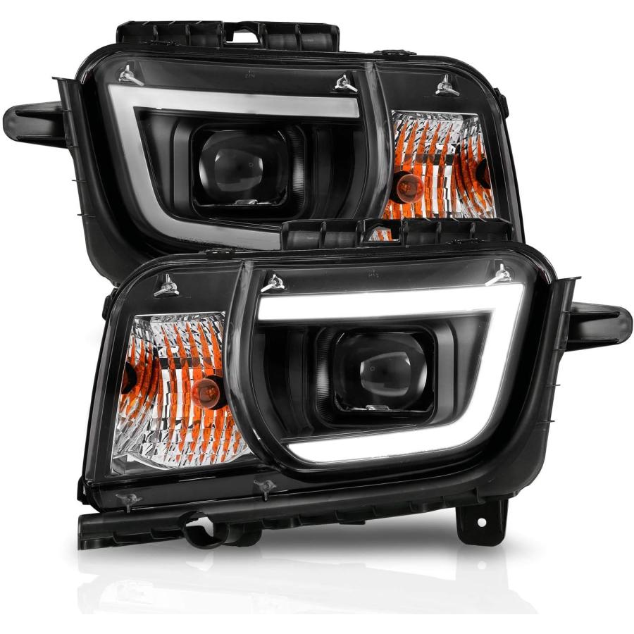 【並行輸入品】AmeriLite 2010-2013 シボレー カマロ 2ドア ハロゲンタイプ ブラック LED チューブ スクエア プロジェクターの画像