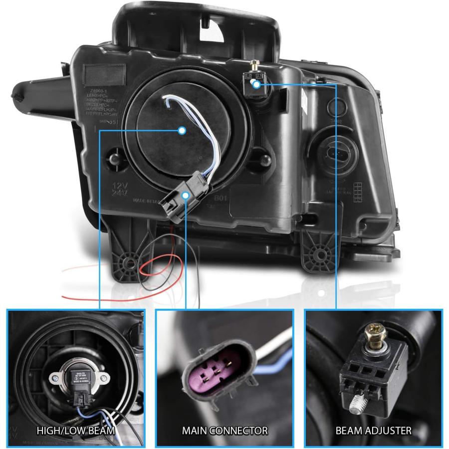 【並行輸入品】AmeriLite 2010-2013 シボレー カマロ 2ドア ハロゲンタイプ ブラック LED チューブ スクエア プロジェクターの画像
