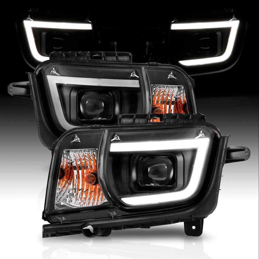 【並行輸入品】AmeriLite 2010-2013 シボレー カマロ 2ドア ハロゲンタイプ ブラック LED チューブ スクエア プロジェクターの画像