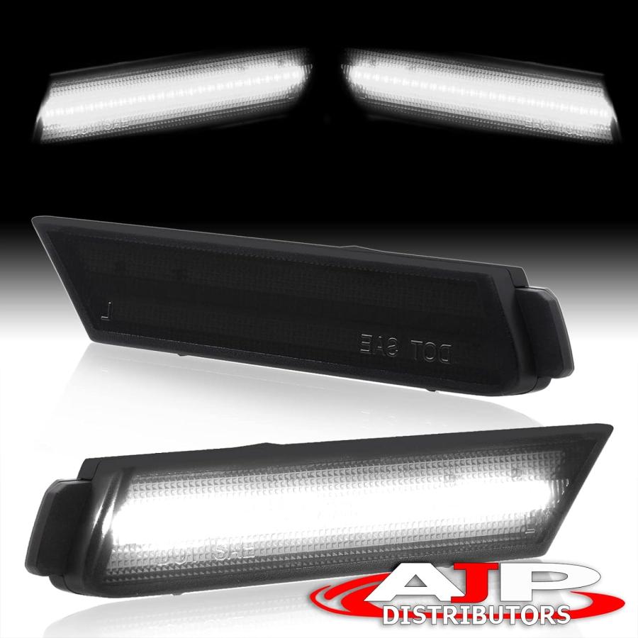 【並行輸入品】AJP ディストリビューター ホワイト LED スモーク フロント バンパー フェンダー サイドマーカー ライト ウィンカー ランプ リの画像