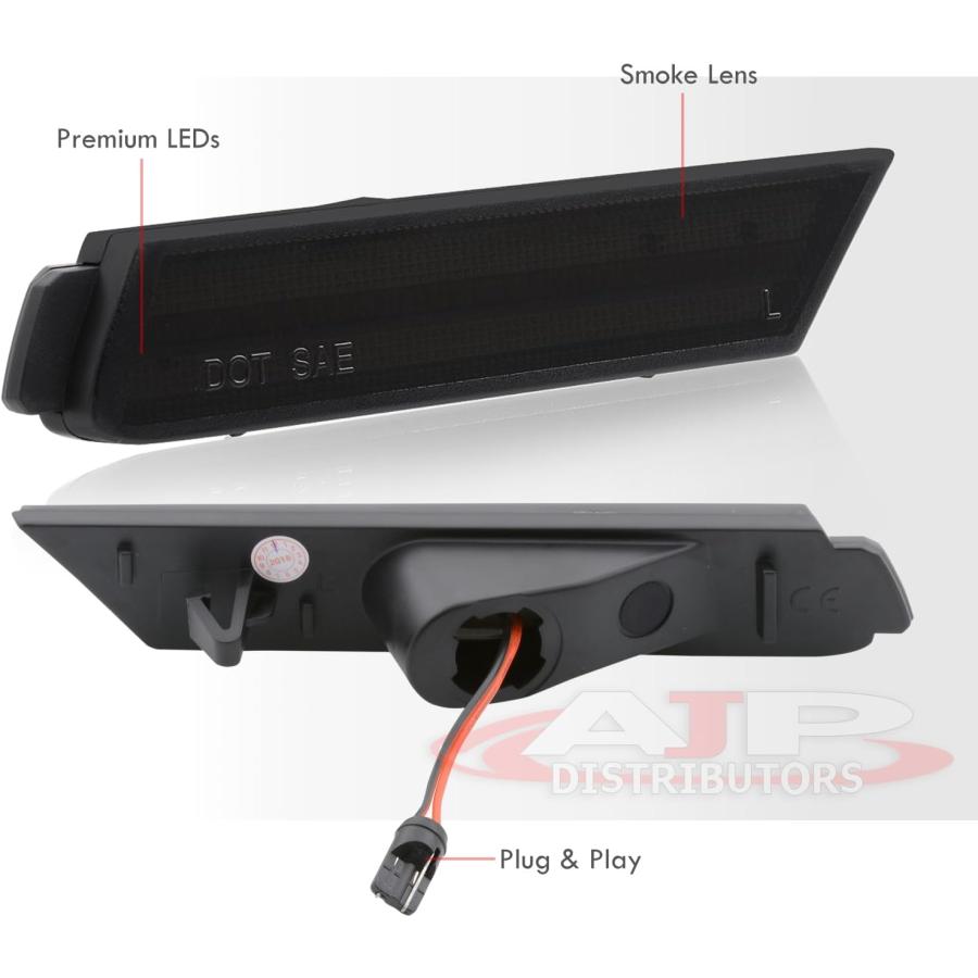 【並行輸入品】AJP ディストリビューター ホワイト LED スモーク フロント バンパー フェンダー サイドマーカー ライト ウィンカー ランプ リの画像
