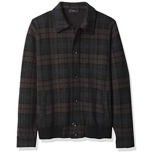 【並行輸入品】Vince Men's Plaid Sweater Jacket, Black, Lの画像