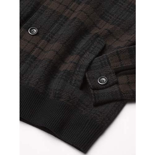 【並行輸入品】Vince Men's Plaid Sweater Jacket, Black, Lの画像
