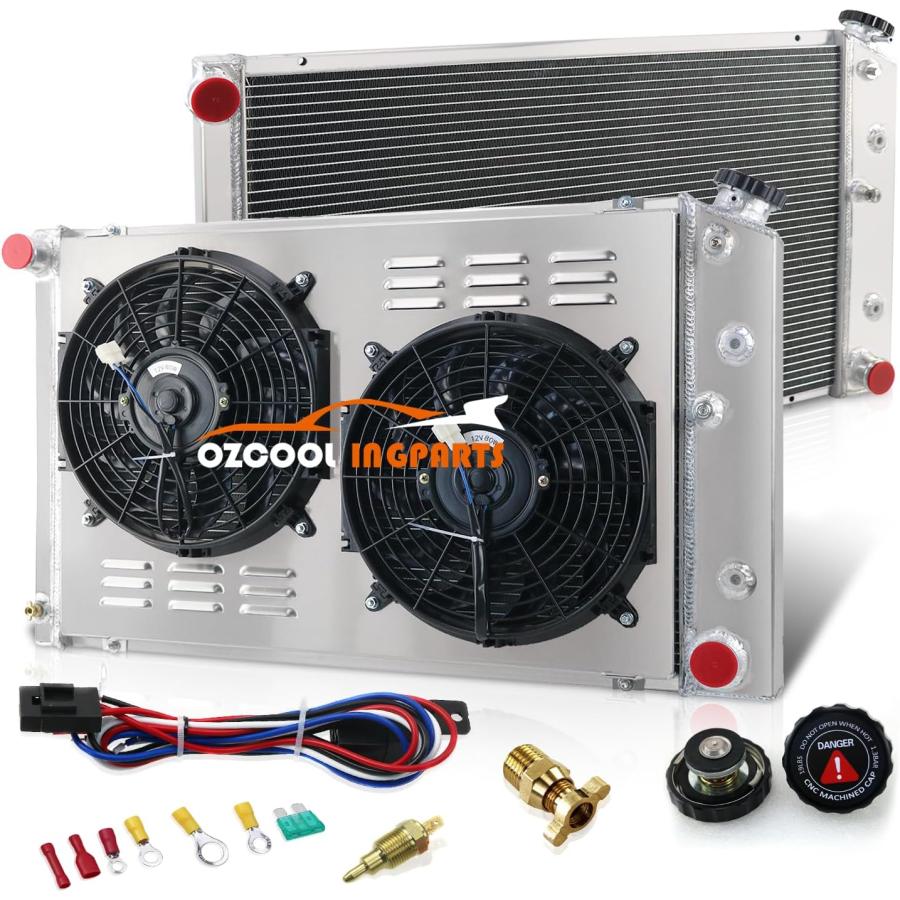 並行輸入品】OzCoolingParts 3列コアアルミ交換用ラジエーター + 2 x 