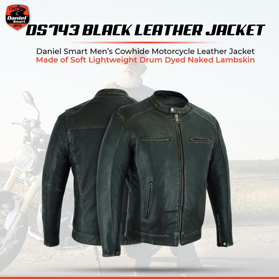【並行輸入品】Daniel Smart Men’s Motorcycle Leather Jacket Soft Lambskin Lightの画像
