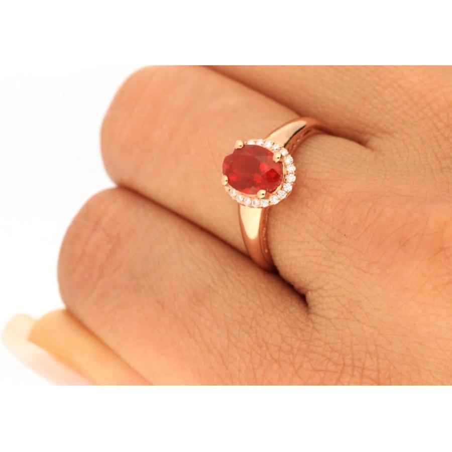 【並行輸入品】Gin & Grace 14K White Gold Natural Fire Opal & Diamond Statement Proの画像