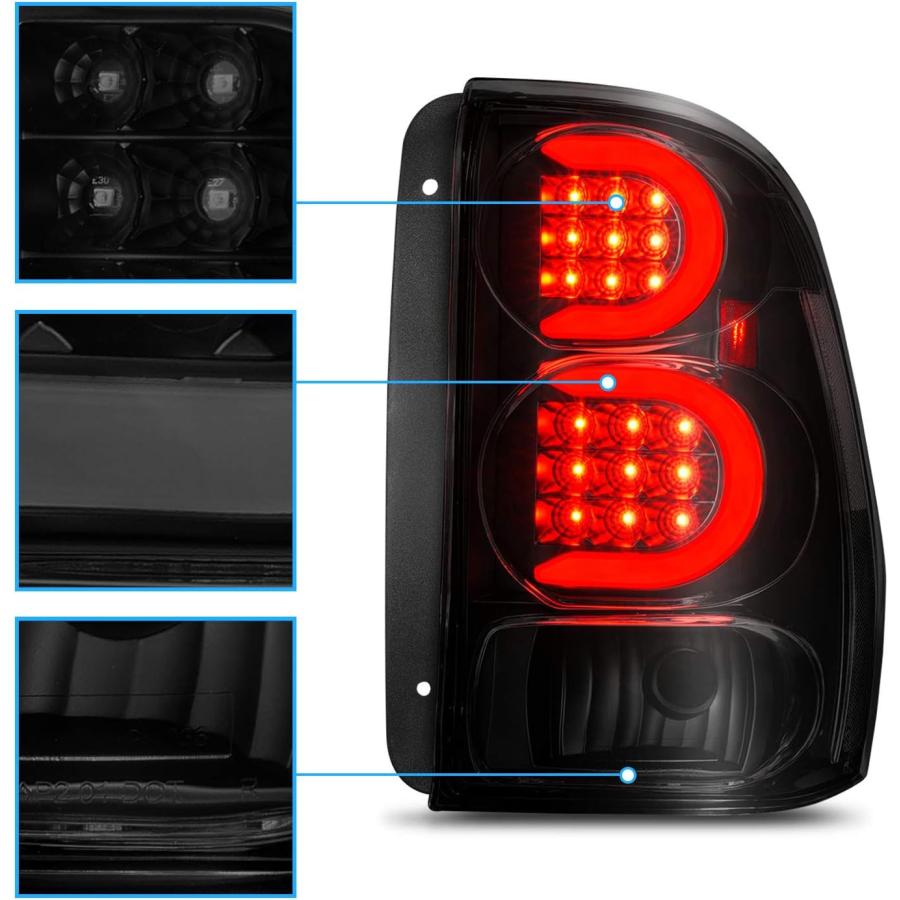 【並行輸入品】AmeriLite 2002-2009 Chevy Trailblazer/EXT用 スモークブラック Cタイプ LEDチューブテールラの画像