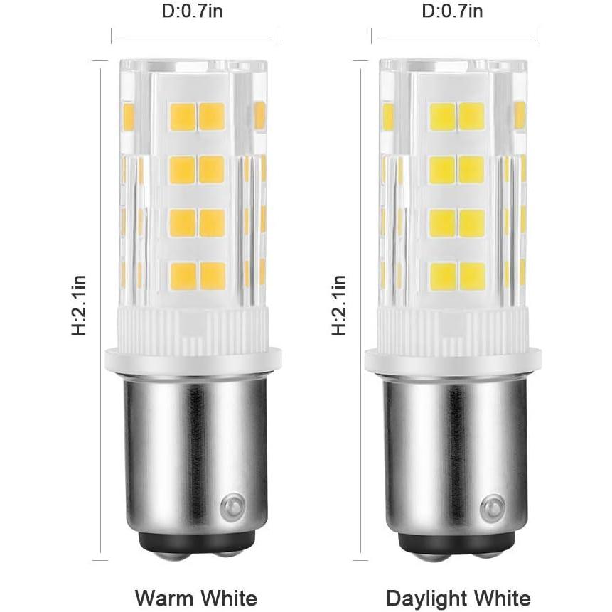 2-Pack Sewing Machine Light Bulb Double Contact BA15D Push in Bulb Daylight White 6000K 15T7DC Base Replacement for Singer  Kenmore Sewing Machine｜good-face｜02