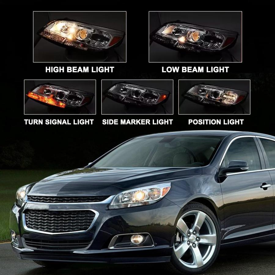 【並行輸入品】ヘッドライトアセンブリセット 2013/2014/2015 Chevy Malibu シールドヘッドランプ 助手席側 (クローム)　