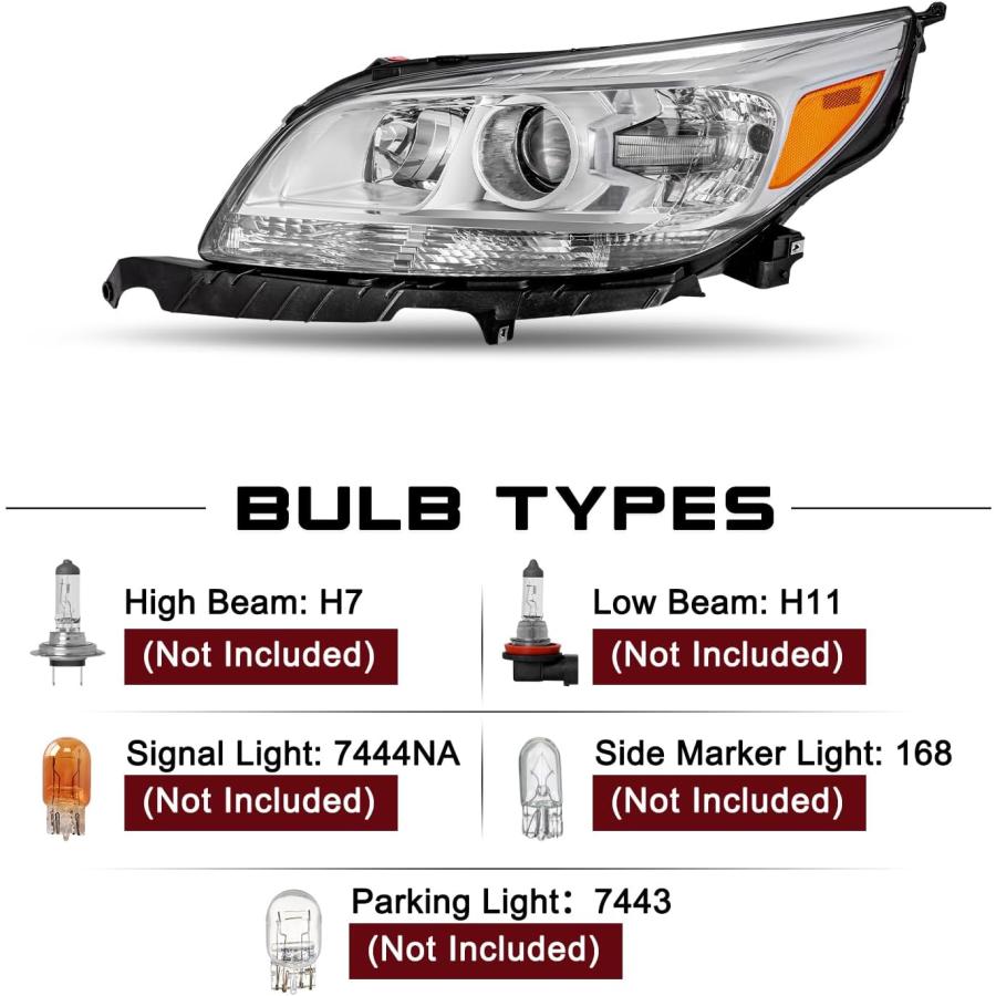 【並行輸入品】ヘッドライトアセンブリセット 2013/2014/2015 Chevy Malibu シールドヘッドランプ 助手席側 (クローム)　