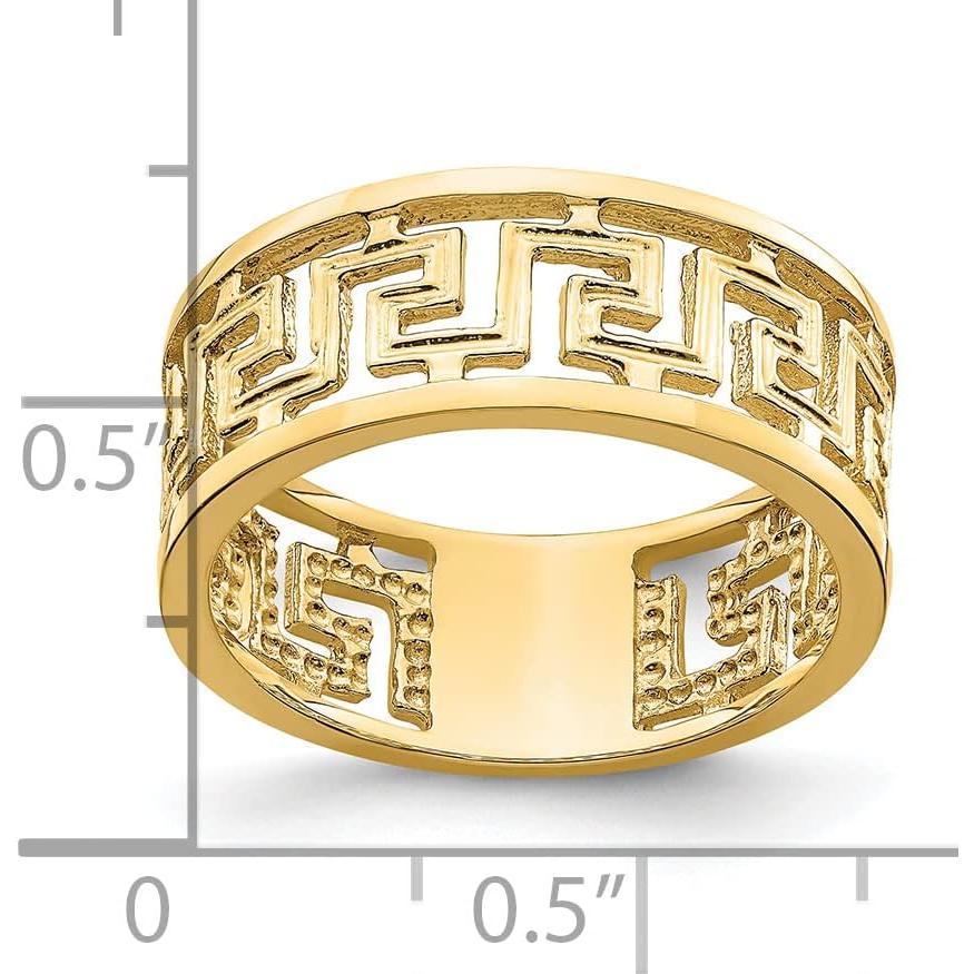 【並行輸入品】14K イエローゴールドとカットアウト ギリシャキーデザイン 結婚指輪 サイズ7  金属  ジェムタイプの画像