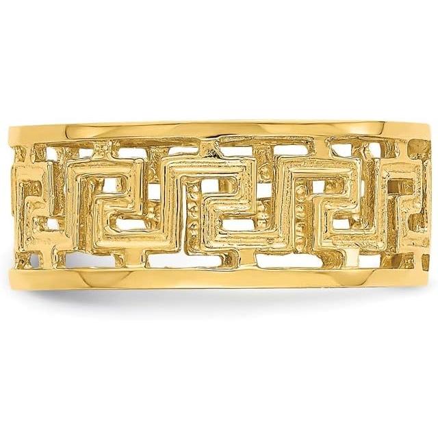 【並行輸入品】14K イエローゴールドとカットアウト ギリシャキーデザイン 結婚指輪 サイズ7  金属  ジェムタイプの画像