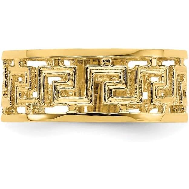 【並行輸入品】14K イエローゴールドとカットアウト ギリシャキーデザイン 結婚指輪 サイズ7  金属  ジェムタイプの画像