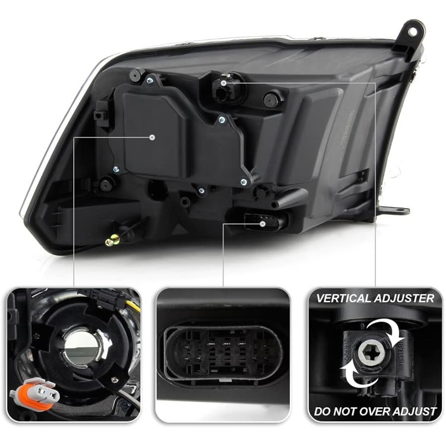 【並行輸入品】VIPMOTOZ 左 LED ストリップ DRL 左 ハロゲン プロジェクター ヘッドライト 2013-2018 RAM 1500 \u0026の画像