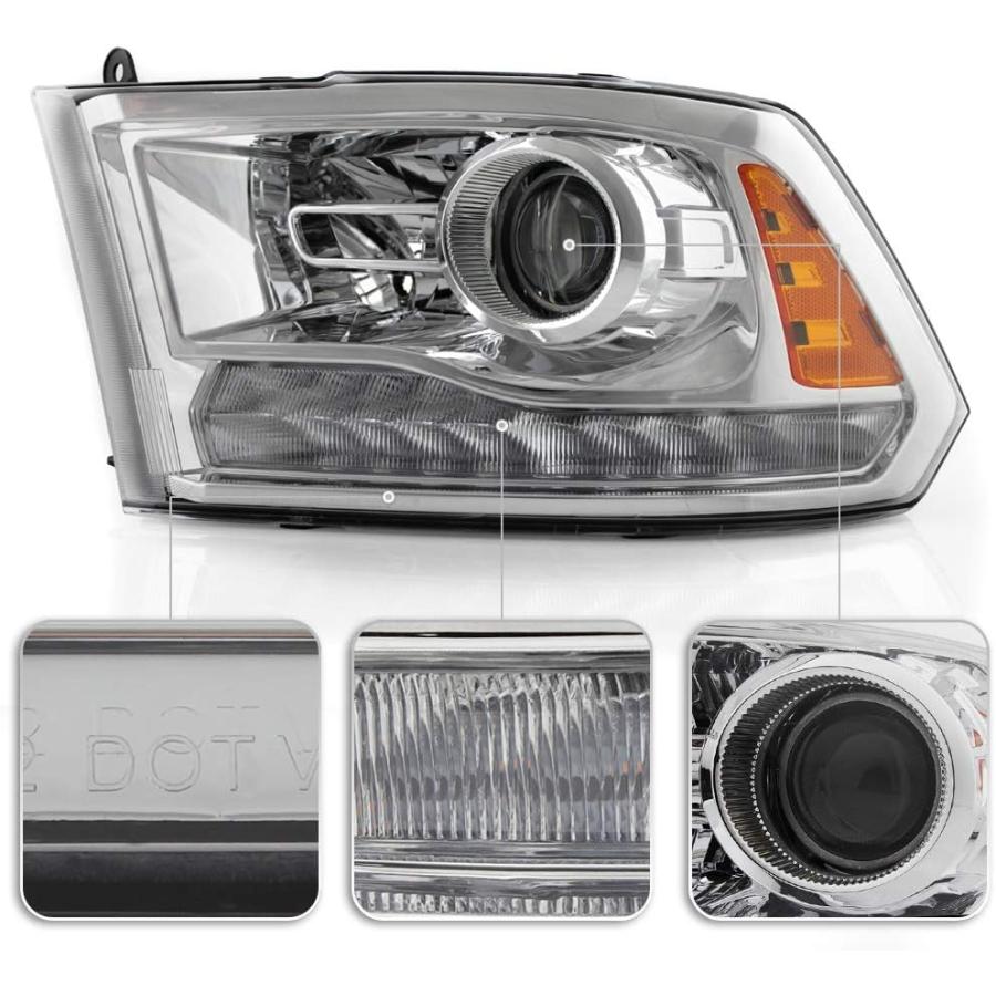 【並行輸入品】VIPMOTOZ 左 LED ストリップ DRL 左 ハロゲン プロジェクター ヘッドライト 2013-2018 RAM 1500 \u0026の画像