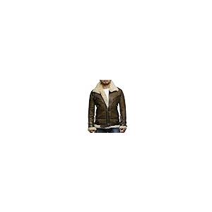 【並行輸入品】Mens Genuine Shearling Sheepskin Leather Bomber Flying Pilot Aviの画像