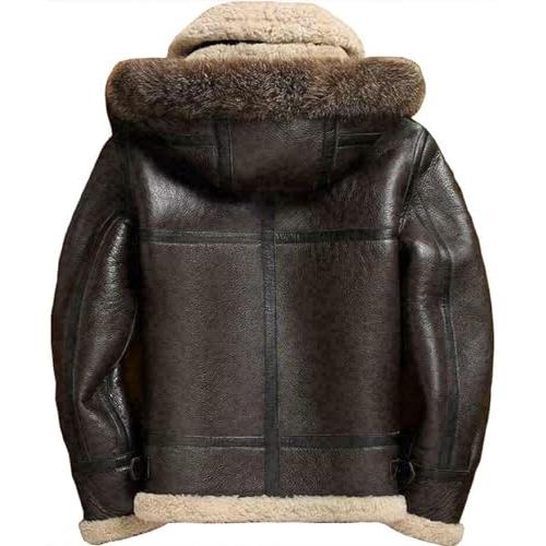 【並行輸入品】Men's Sheepskin Shearling Detachable Hooded B3 Flight Jacket Racの画像