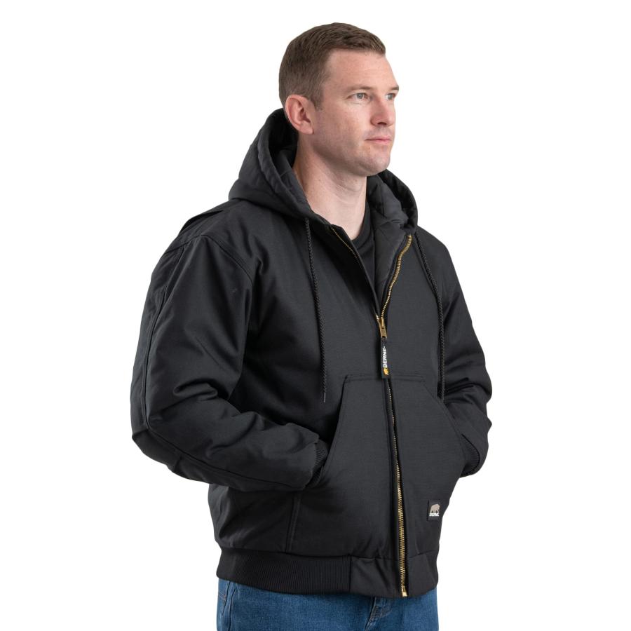 【並行輸入品】Berne Men's ICECAP Insulated Hooded Jacket, XL, Regular, Blackの画像