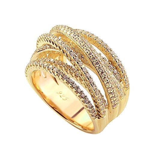 【並行輸入品】DoubleAccent 925 Sterling Silver Ring Women 14K Gold OR Rose Gol_1