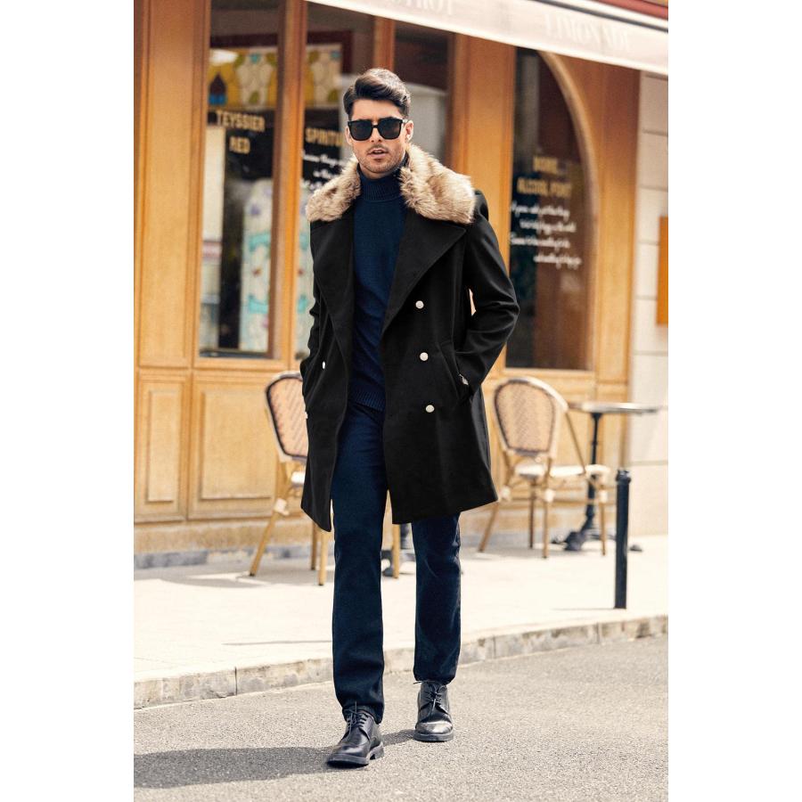 並行輸入品】PASLTER メンズ 冬用 トレンチオーバーコート 取り外し