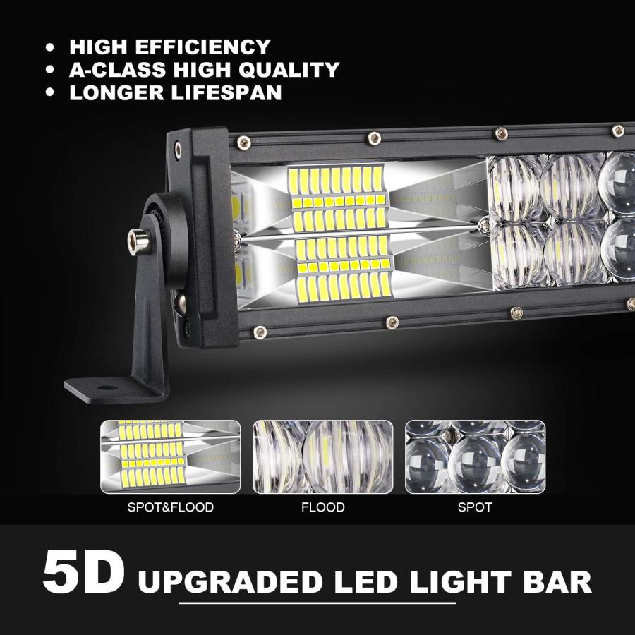 【並行輸入品】DOT 52インチ カーブLEDライトバー 5D +20インチ 5D LEDライトバー+4X 4インチ LEDキューブポッド 配線キットの画像