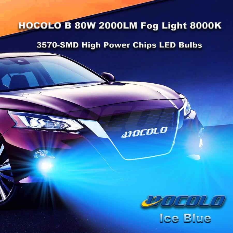 【並行輸入品】HOCOLOBアイスブルーホワイトフォグライトDRL8000K 6000KLED電球-H7H8 H3 H4 H1 9005 9006 8_3