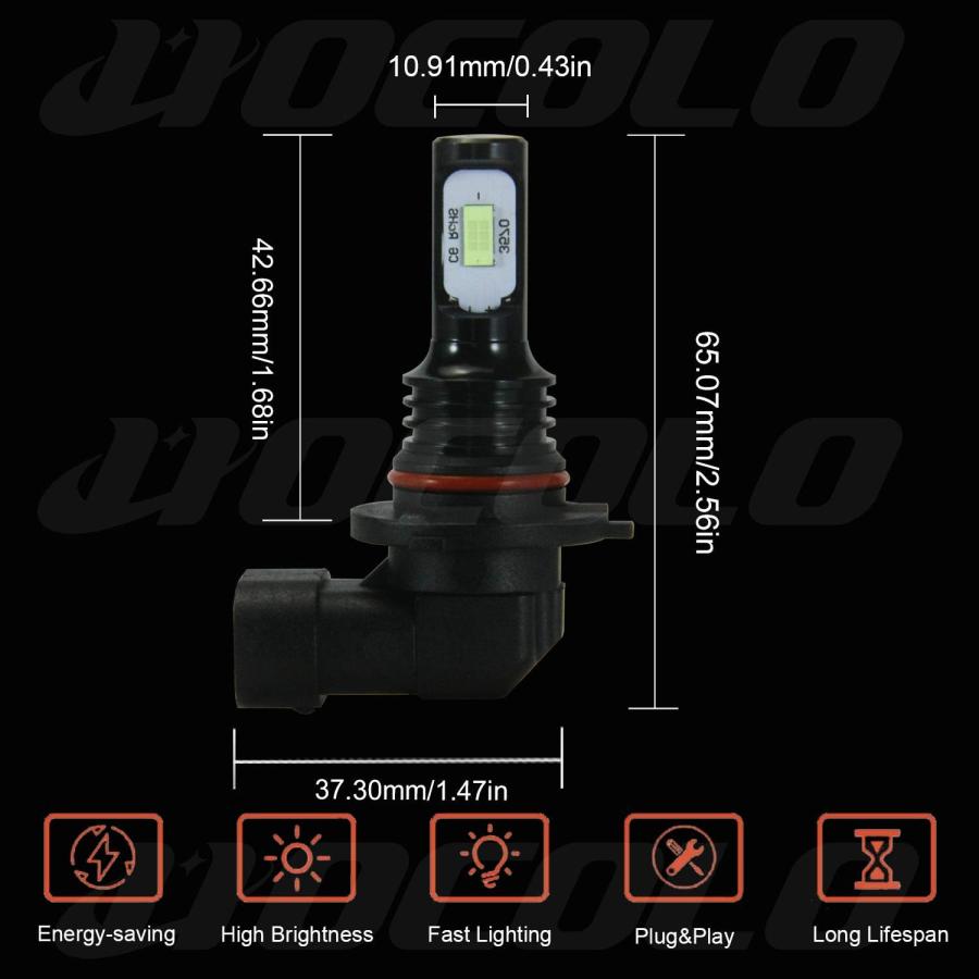 【並行輸入品】HOCOLOBアイスブルーホワイトフォグライトDRL8000K 6000KLED電球-H7H8 H3 H4 H1 9005 9006 8_4