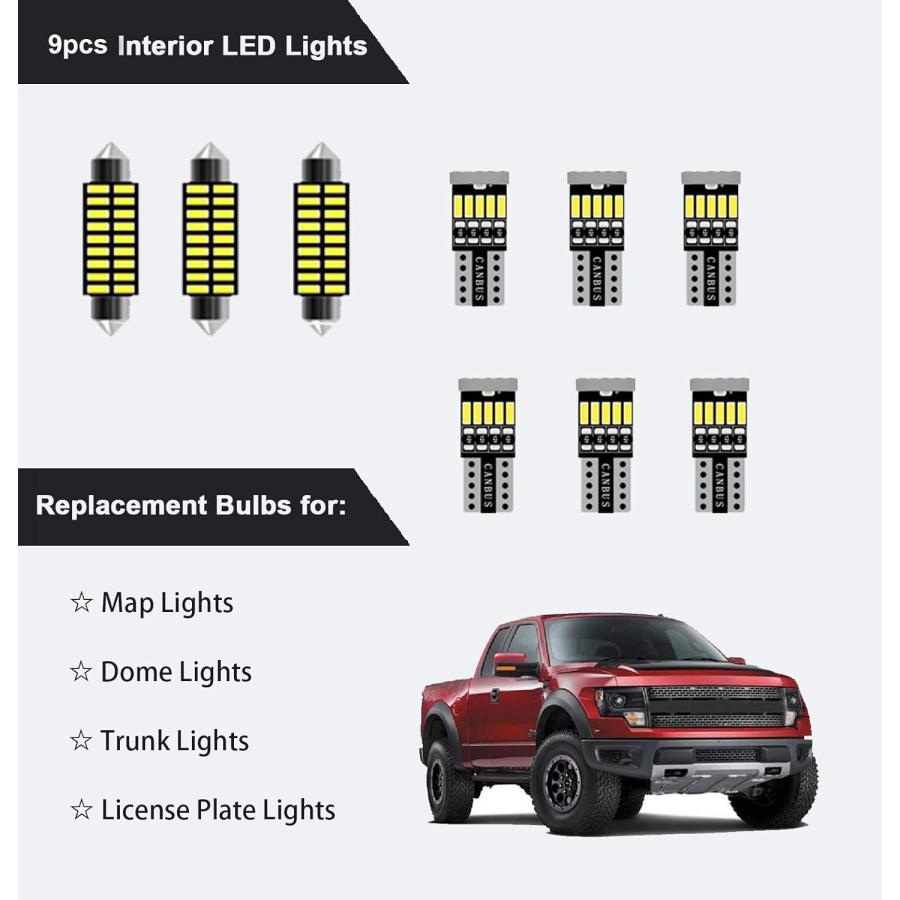 【並行輸入品】9pcs F150 Interior LED Lights Kit Super Bright LED Map Dome Light Buの画像