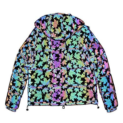 【並行輸入品】LZLRUN Rainbow Maple Leaf Reflective Winter Jacket Coat Men Thicの画像
