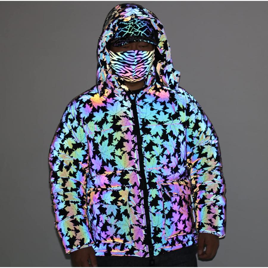 【並行輸入品】LZLRUN Rainbow Maple Leaf Reflective Winter Jacket Coat Men Thicの画像