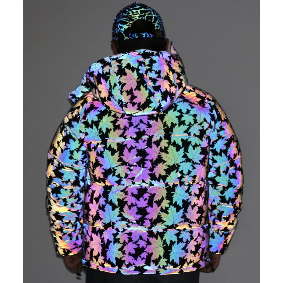 【並行輸入品】LZLRUN Rainbow Maple Leaf Reflective Winter Jacket Coat Men Thicの画像