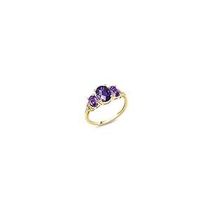 【並行輸入品】Gem Stone King 10K Yellow Gold Oval Checkerboard Purple Amethystの画像