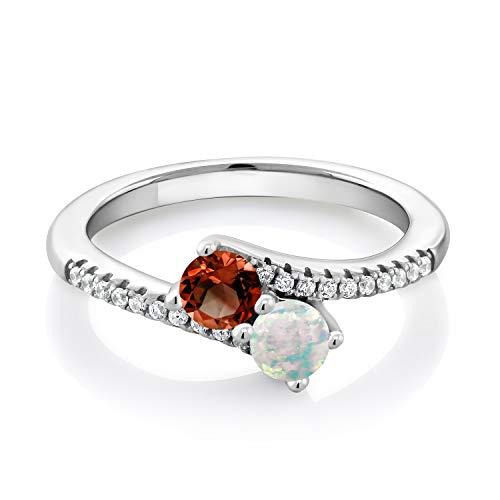 【並行輸入品】Gem Stone King 925 Sterling Silver Red Garnet and White Opal Byp_1