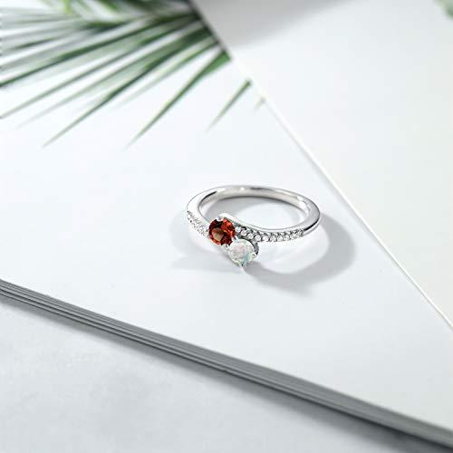 【並行輸入品】Gem Stone King 925 Sterling Silver Red Garnet and White Opal Byp_7