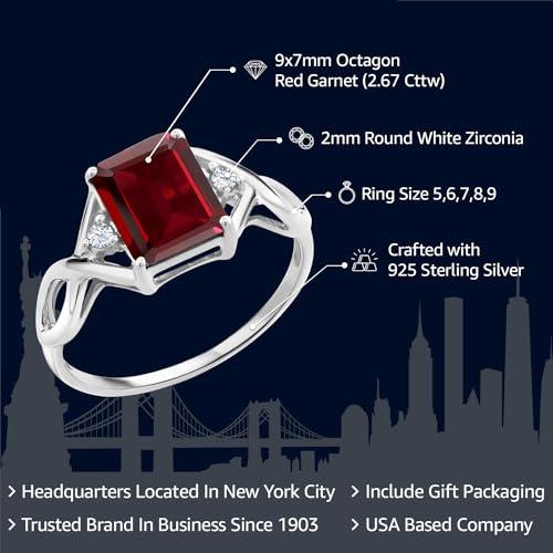 【並行輸入品】[Gem Stone King] 2.67カラット 天然 ガーネット 指輪 リング レディース シルバー925 1月 誕生石 Geの画像