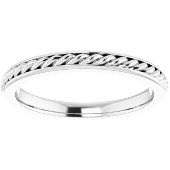 【並行輸入品】Solid 14k White Gold 2mm Rope Wedding Band Ring - Size 6の画像