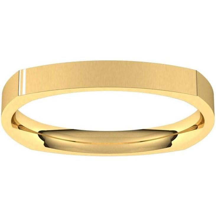 【並行輸入品】スクエアサイド 結婚指輪 快適フィット ソリッド925スターリングシルバー リアル10k 14k 18k イエローゴールド ホワイトゴーの画像