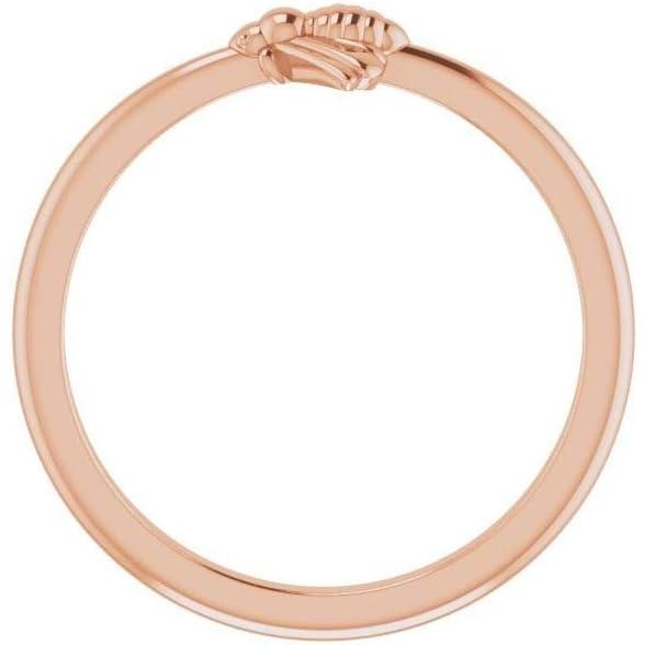 【並行輸入品】Solid 14k Rose Gold Stackable Wedding Anniversary Bee Ring Band (Widの画像