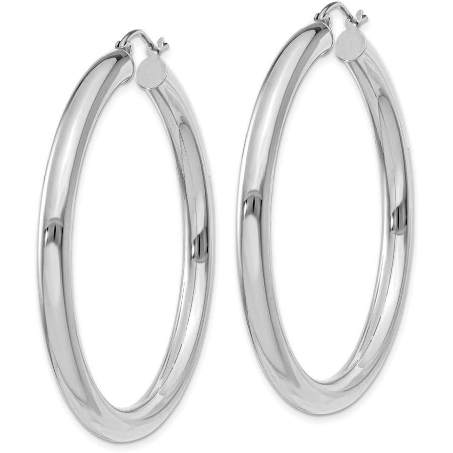 【並行輸入品】14K White Gold Polished 4mm Lightweight Tube Hoop Earrings 45mm stylの画像